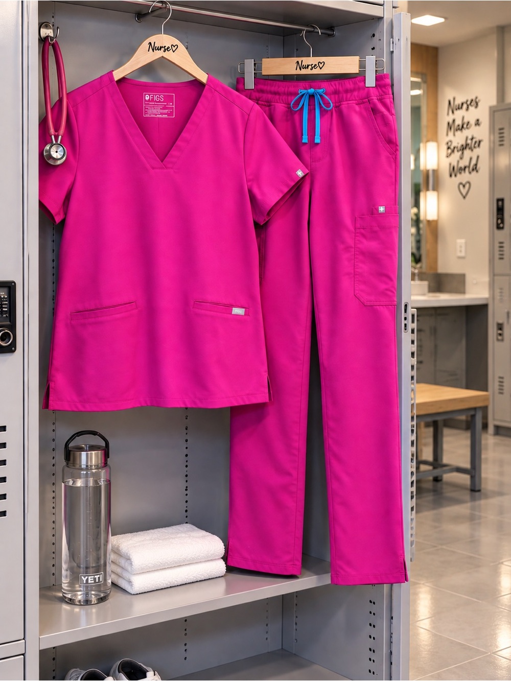 FIGS Raspberry Sorbet Retired Scrub Set Medium Casma Top Yola Pants Excellent 🩷